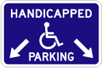 HANDICAPPED PARKING sign wide AR-302 with arrows